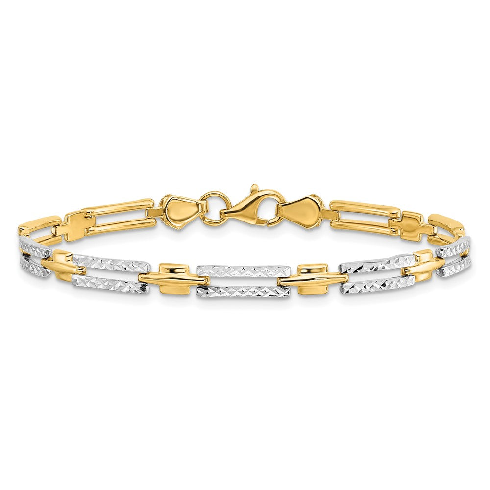 14K w/Rhodium D/C Bracelet 7  inches