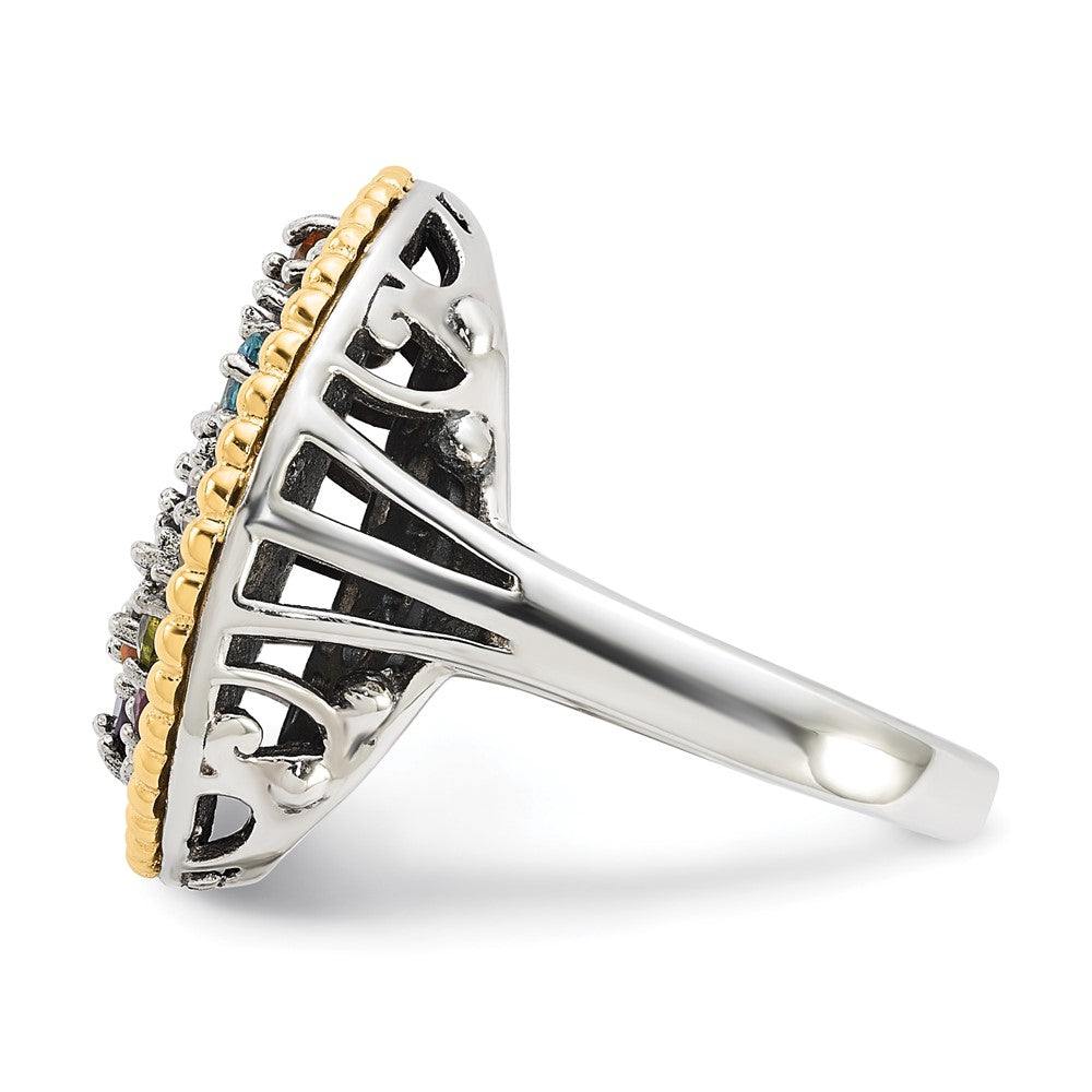 Sterling Silver w/14k Accent 1.88tw Multi Gemstone Ring