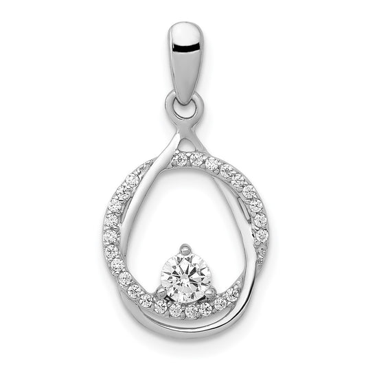 14k White Gold 1/3 carat Lab Grown Diamond VS/SI+ G+ Fashion Circle and Teardrop Pendant
