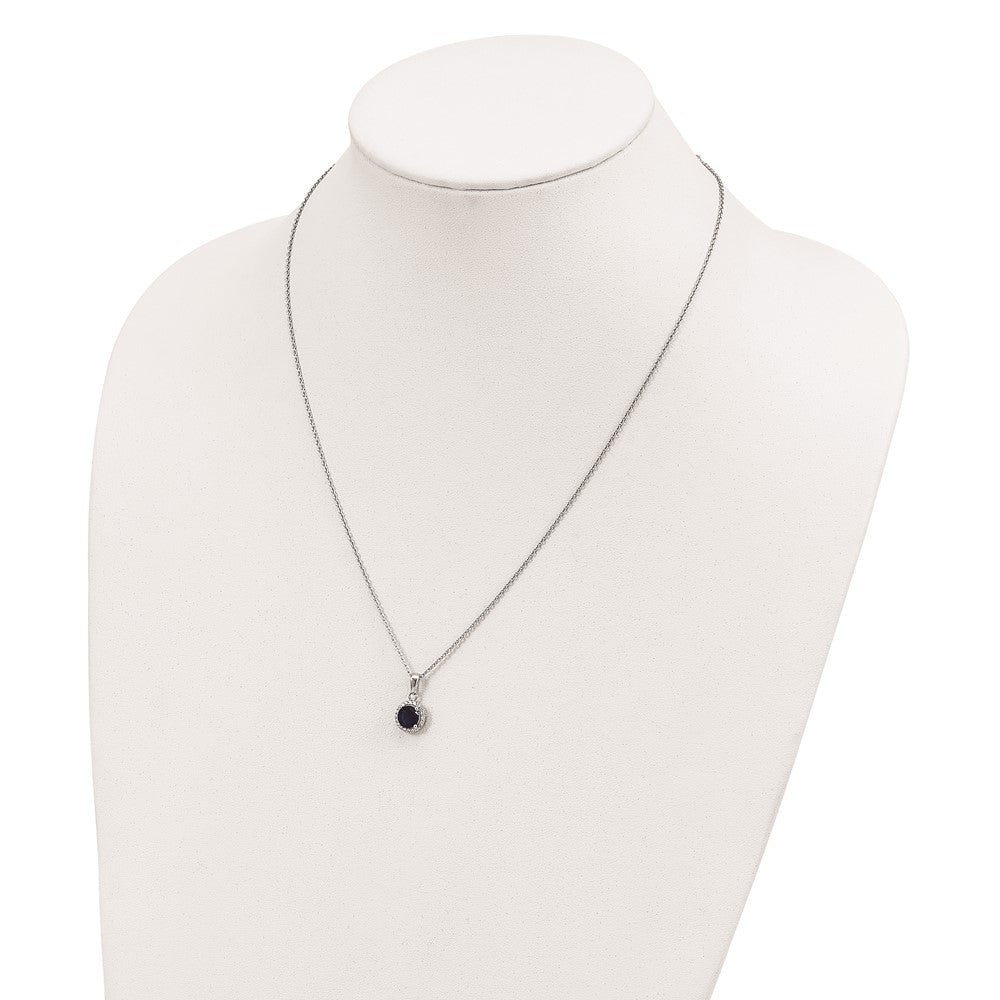 Brilliant Embers Sterling Silver Rhodium-plated 20 Stone 18 inch White and Blue Micro Pav‚ CZ Necklace with 2 Inch Extender 18 Inches