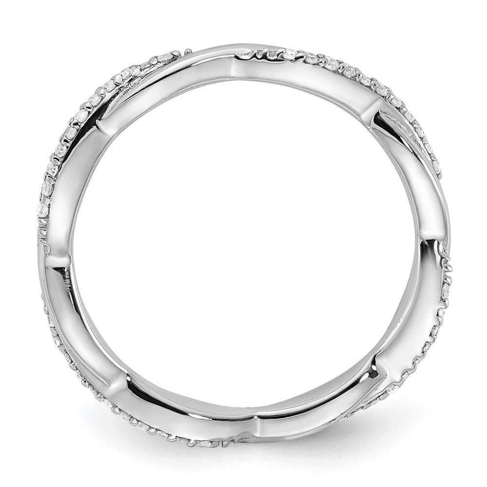 Sterling Silver Stackable Expressions Polished Diamond Ring Size -9