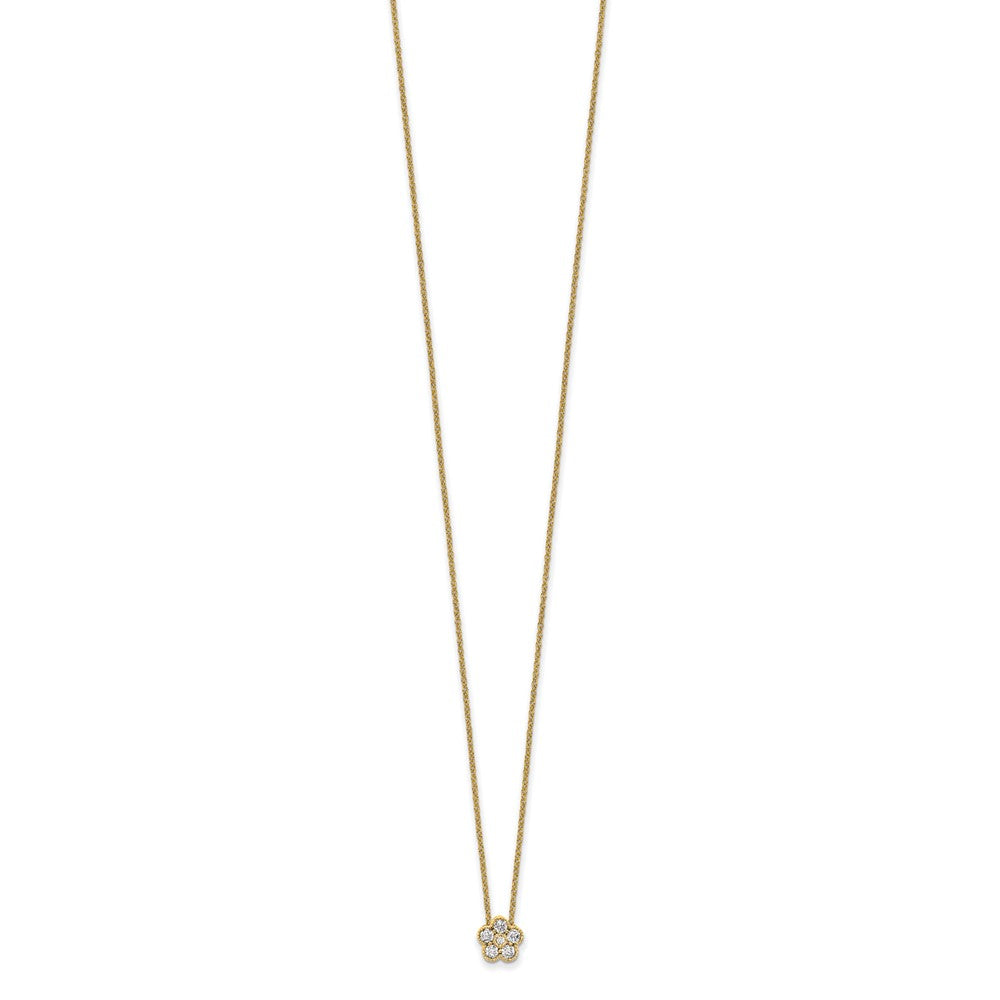 True Origin 14k 1/4 carat Lab Grown Diamond VS DEF 18 inch Floral Pendant Necklace