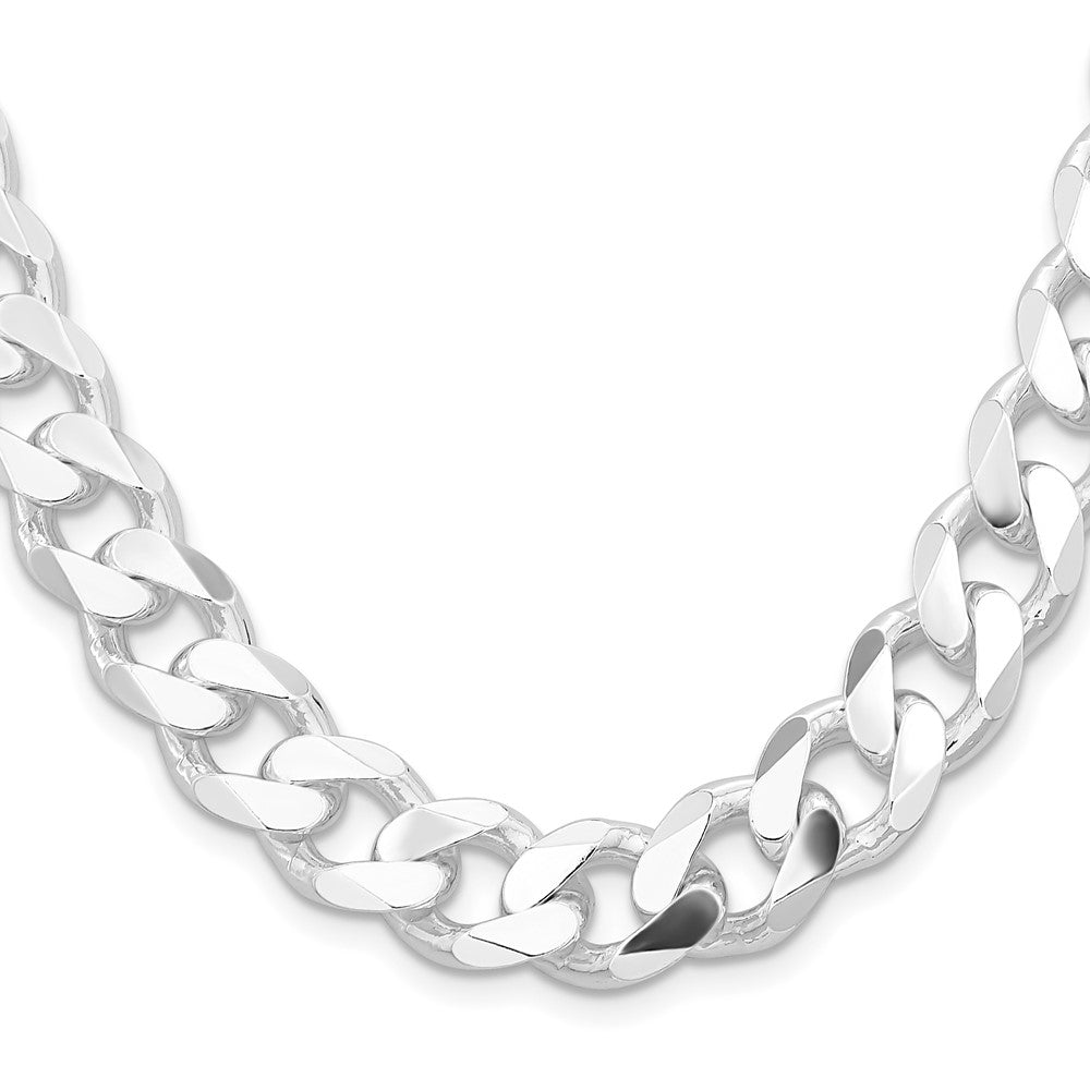 Sterling Silver Rhodium-plated 13mm Curb Chain 22 Inches