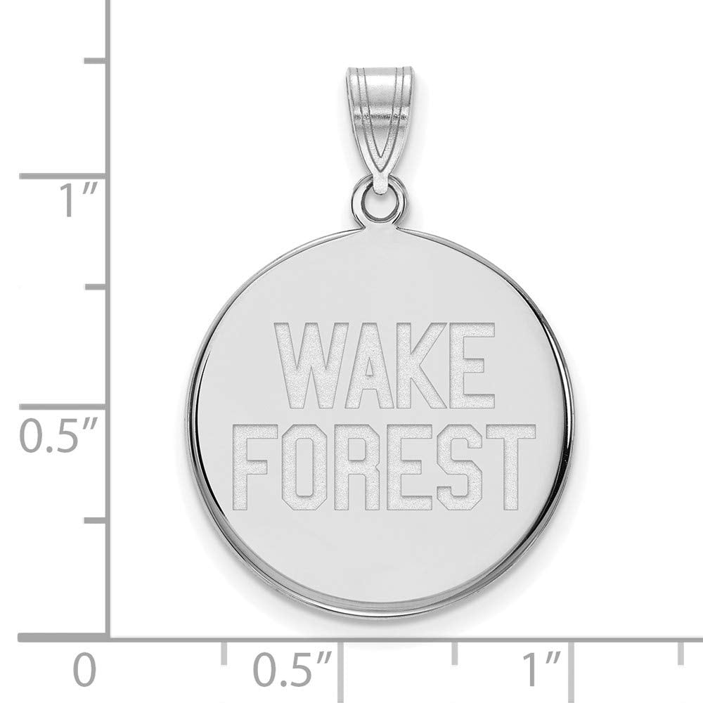 Sterling Silver Rhodium-plated LogoArt Wake Forest University W-F Deacon Large Disc Pendant Q-SS068WFU