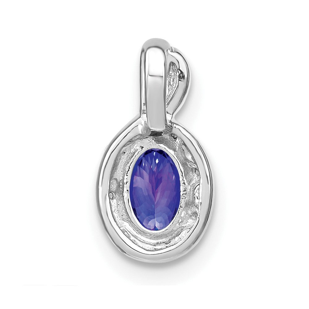 14k White Gold Oval Tanzanite and Diamond Pendant