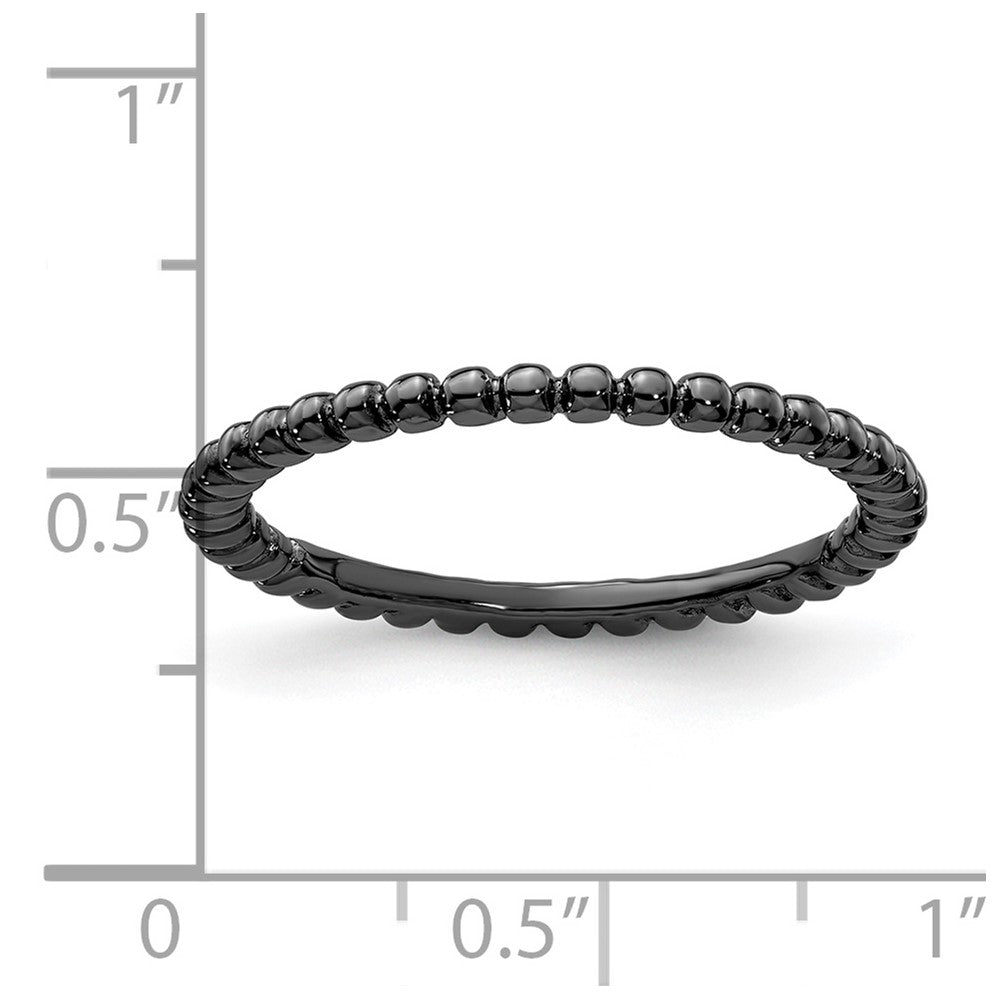 Sterling Silver Stackable Expressions Black-plated Ring Size -9