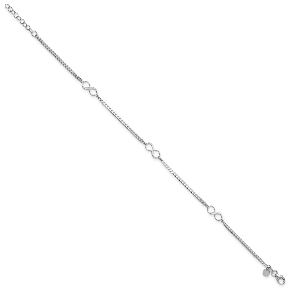 14k White Gold Polished Infinity 9in Plus 1in ext. Anklet