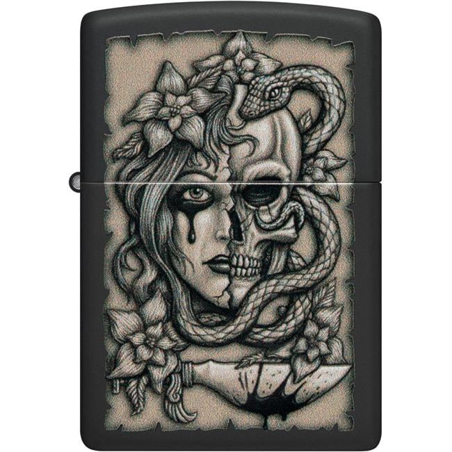 Zippo 48616 Black Gory Tattoo Design Windproof Pocket Lighter