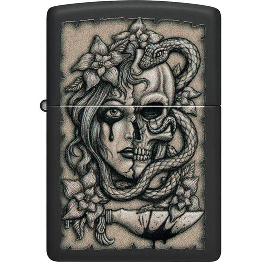 Zippo 48616 Black Gory Tattoo Design Windproof Pocket Lighter