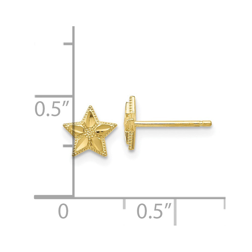 10k Polished & D/C Star Post Earrings