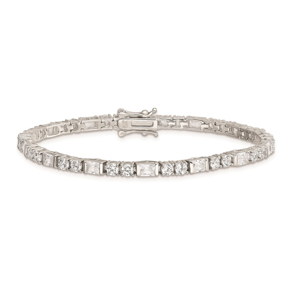 Sterling Silver Rhodium-plated CZ Tennis Bracelet 7 inches