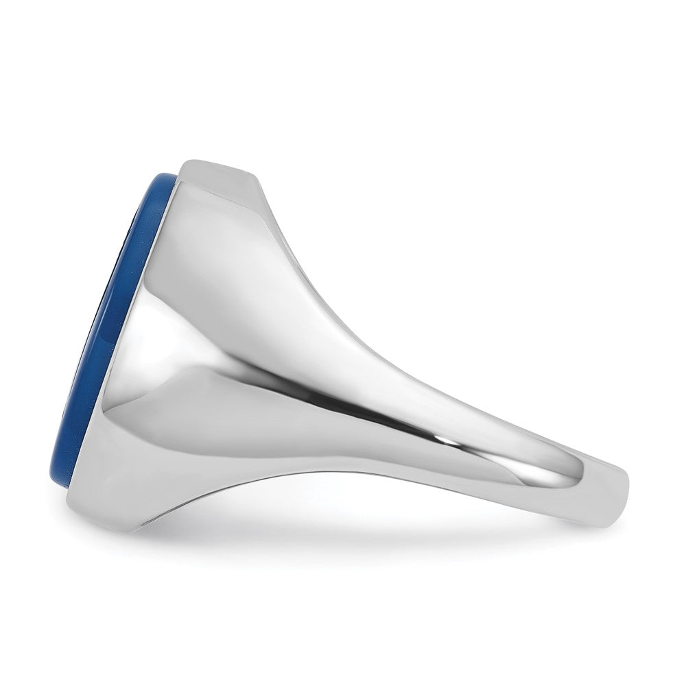 SS IBGoodman Blue Agate Intaglio Complete Ring