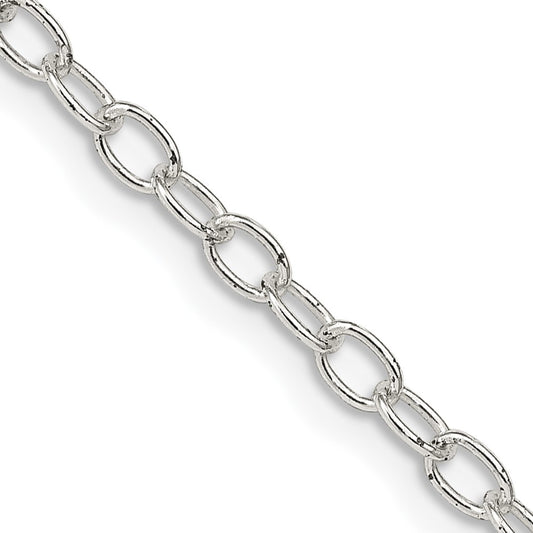 Sterling Silver 3.4mm Oval Cable Chain 26 Inches