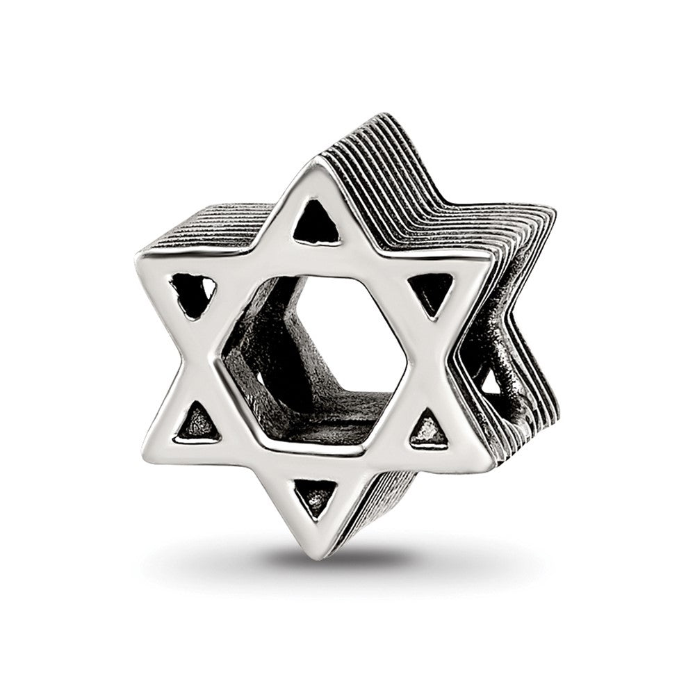 Sterling Silver Reflections Textured Star of David Bead