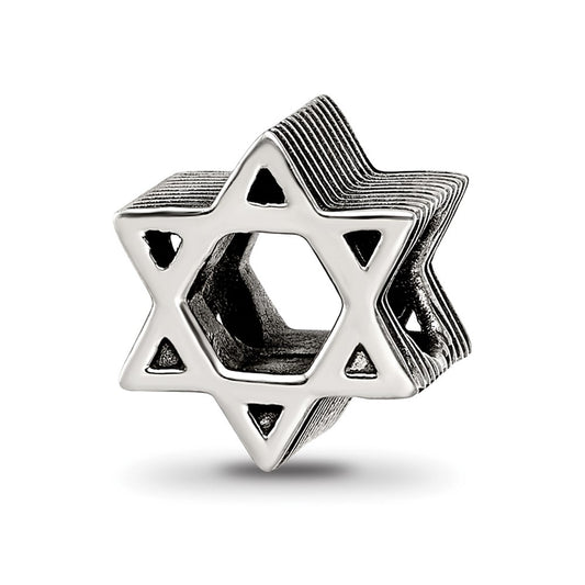 Sterling Silver Reflections Textured Star of David Bead