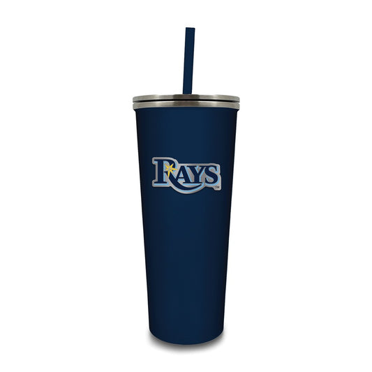 MLB Tampa Bay Devil Rays Stainless Steel 24 ounce Skinny Tumbler with Emblem and Straw