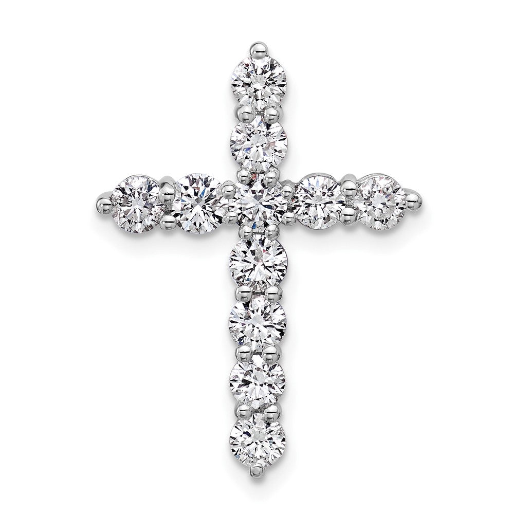 14k White Gold 1 1/2 carat Lab Grown Diamond VS/SI+ G+ Cross Chain Slide Pendant