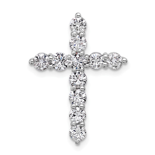 14k White Gold 1 1/2 carat Lab Grown Diamond VS/SI+ G+ Cross Chain Slide Pendant