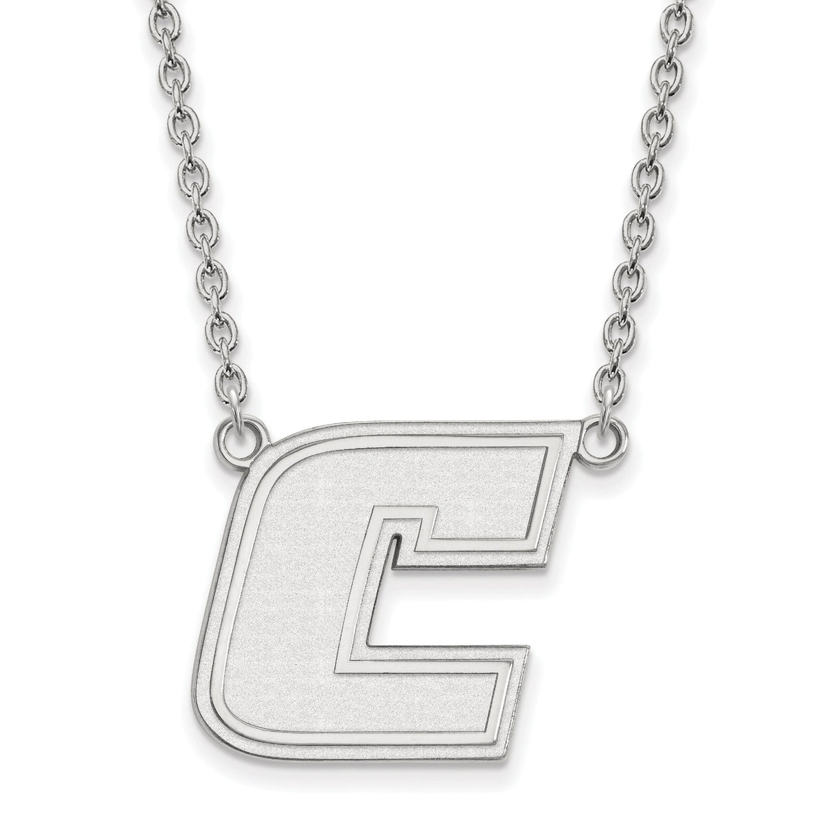 Sterling Silver Rhodium-plated LogoArt University of Tennessee at Chattanooga Letter C Large Pendant 18 inch Necklace QSS008UTC-18