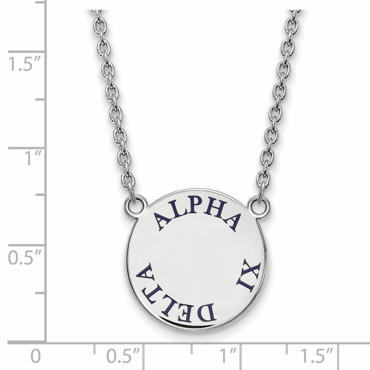 Sterling Silver 18in Official Licensed Greek Sororities Alpha Xi Delta (???) Small Enamel Pendant w/Necklace