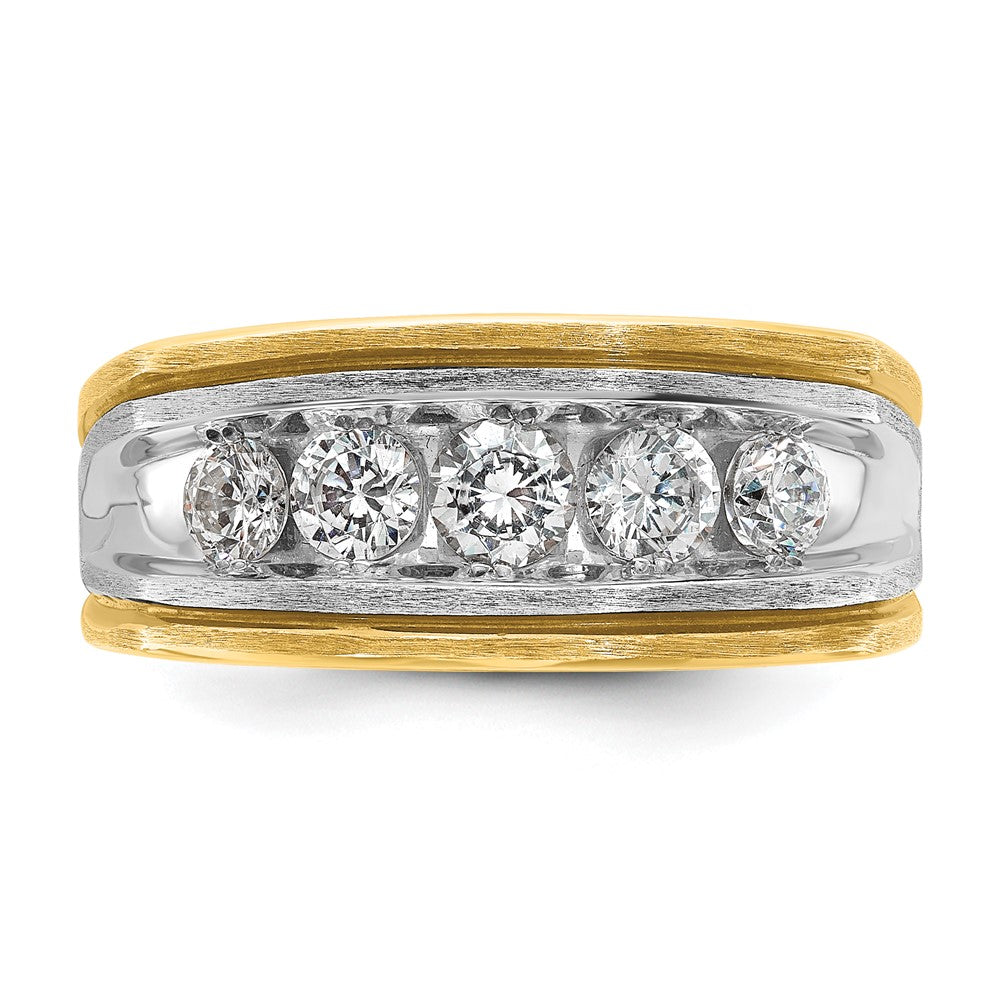 IBGoodman 14k Two-tone with Black Rhodium 1 carat Lab Grown Diamond VS/SI+ G+ Five Stone Complete Men's Ring
