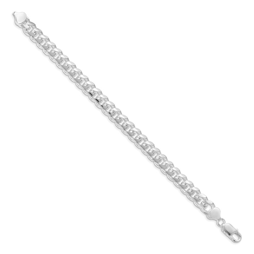 Sterling Silver Rhodium-plated 8.5mm Domed w/ Side D/C Curb Chain 8 inches