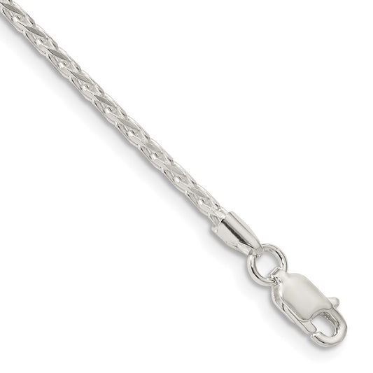 Sterling Silver 2.15mm Diamond-cut Round Spiga Chain 7 inches