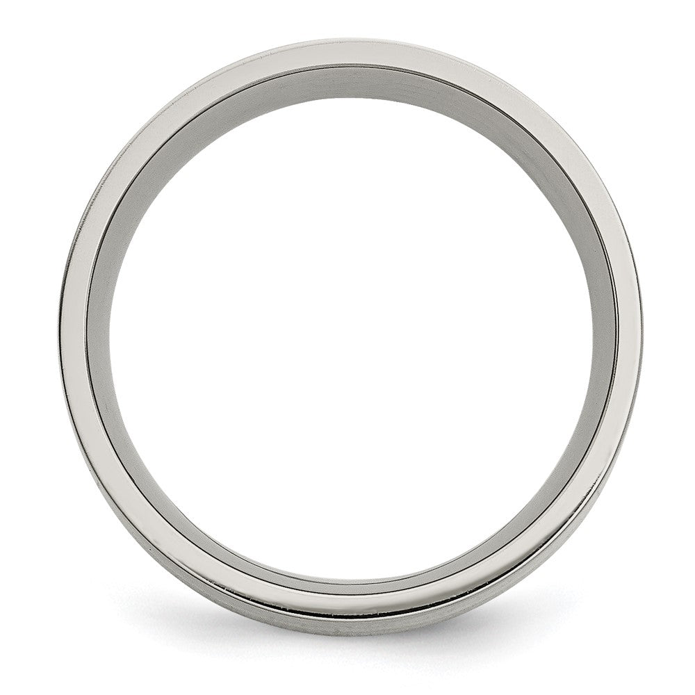 Titanium Brushed w/14k Yellow Inlay 8mm Flat Band Size - 8