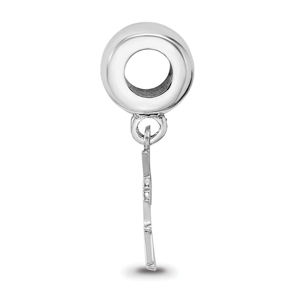 Sterling Silver Rhodium-plated LogoArt Zeta Tau Alpha Vertical Letters Bead QZTA005BD1-SS