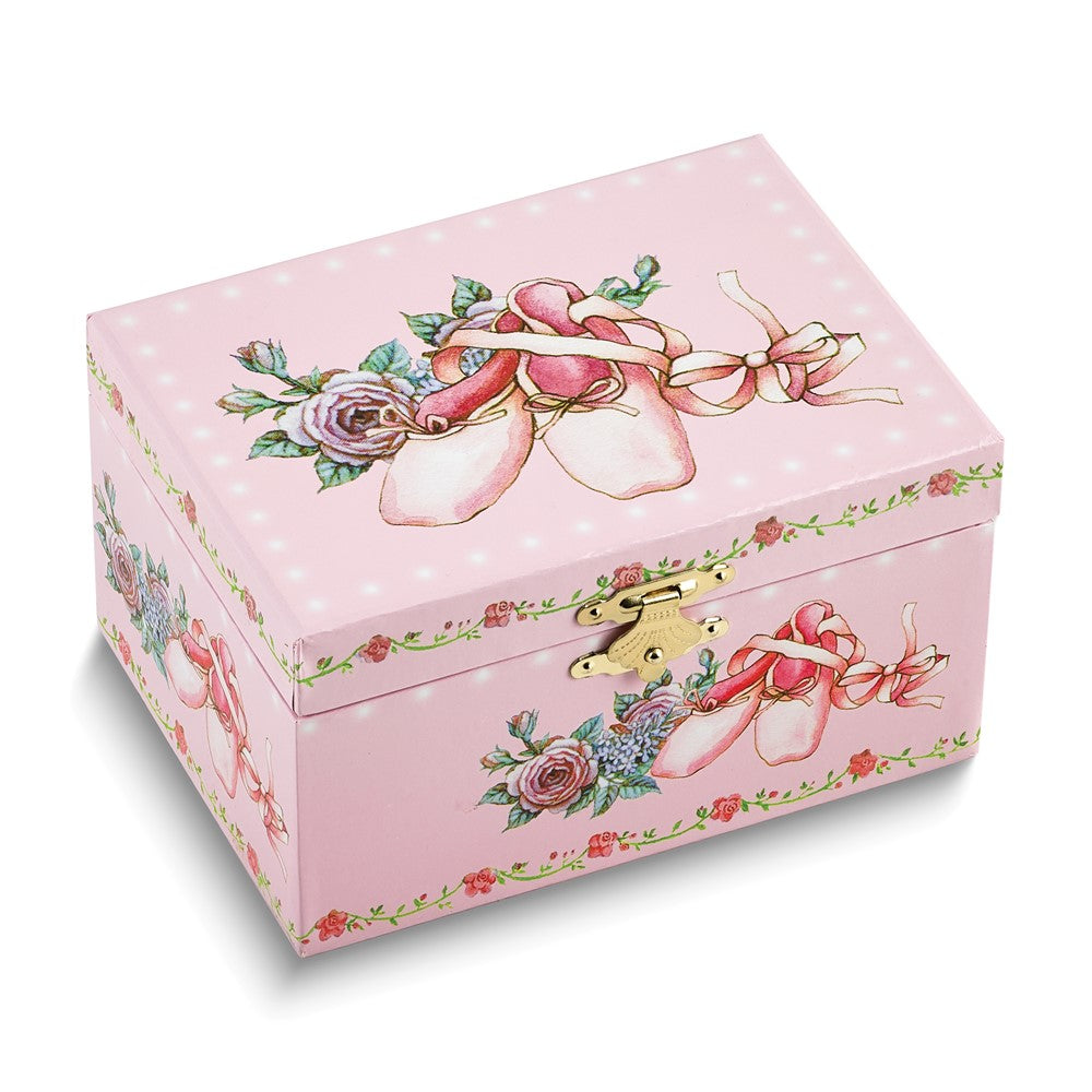 Childrens Ballerina Shoes Mirrored Musical Jewelry Box (Plays Swan Lake)