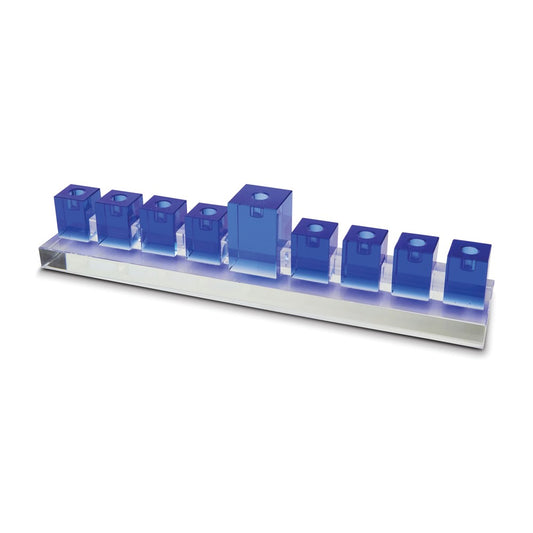 Blue Crystal Glass Menorah
