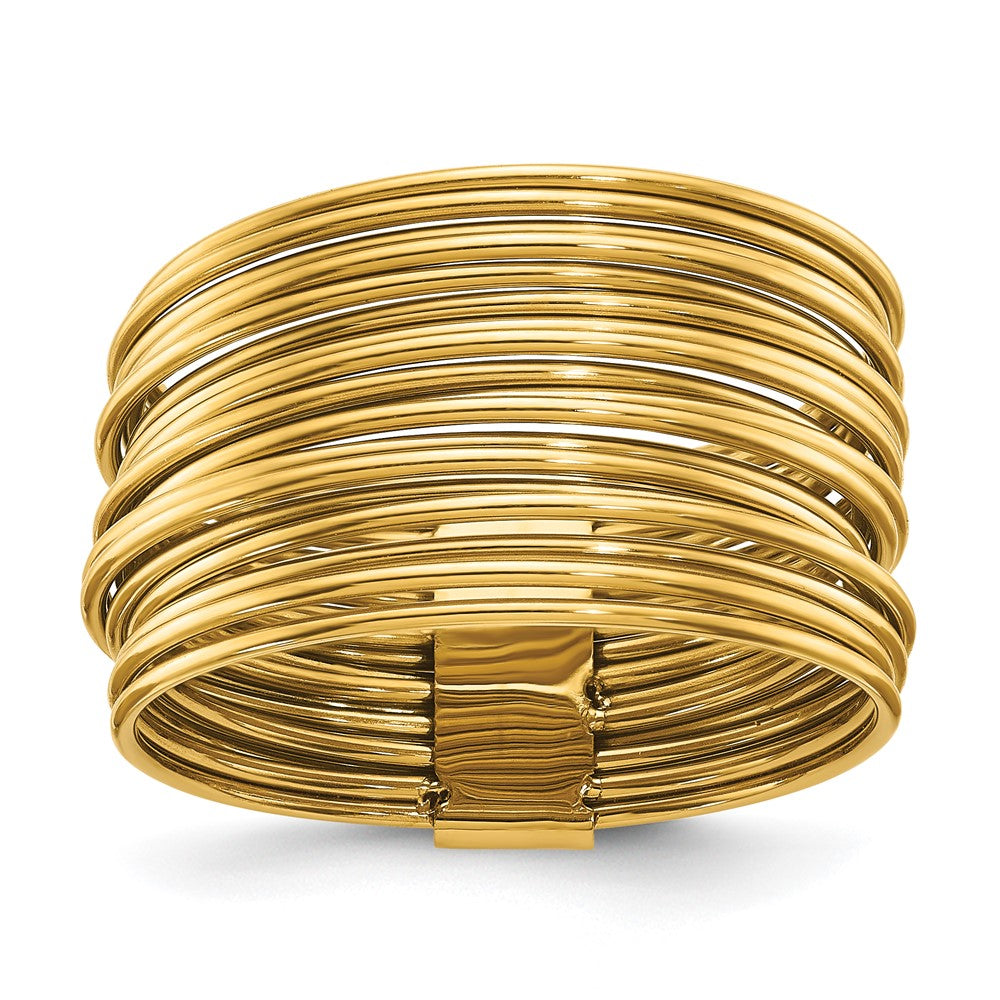 Chisel Stainless Steel Polished Yellow IP-plated Multi-Wire Ring Size - 10