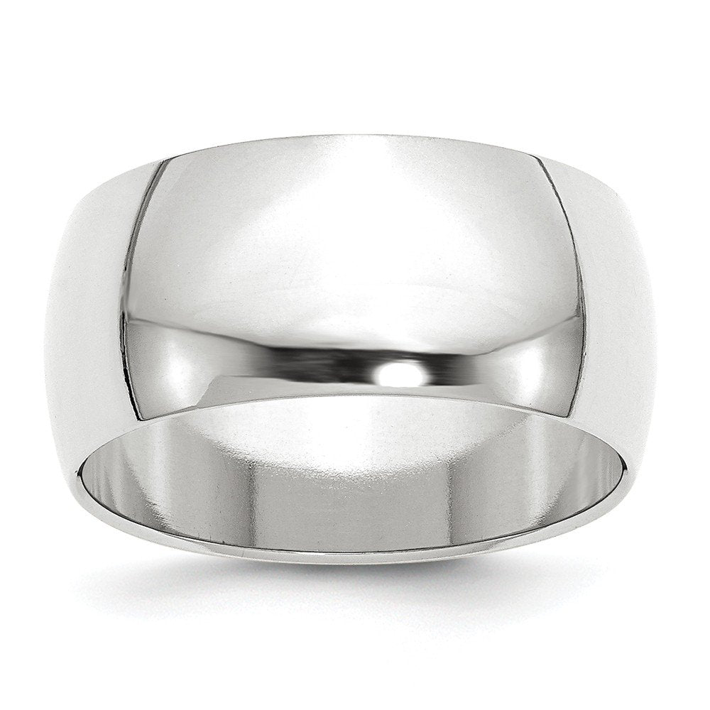 10k White Gold 10mm Half Round Wedding Band Size 4.5