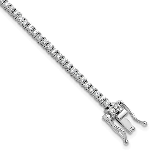 Cheryl M Sterling Silver Rhodium-plated Polished CZ with Safety Clasp Tennis Bracelet 7.25 inches