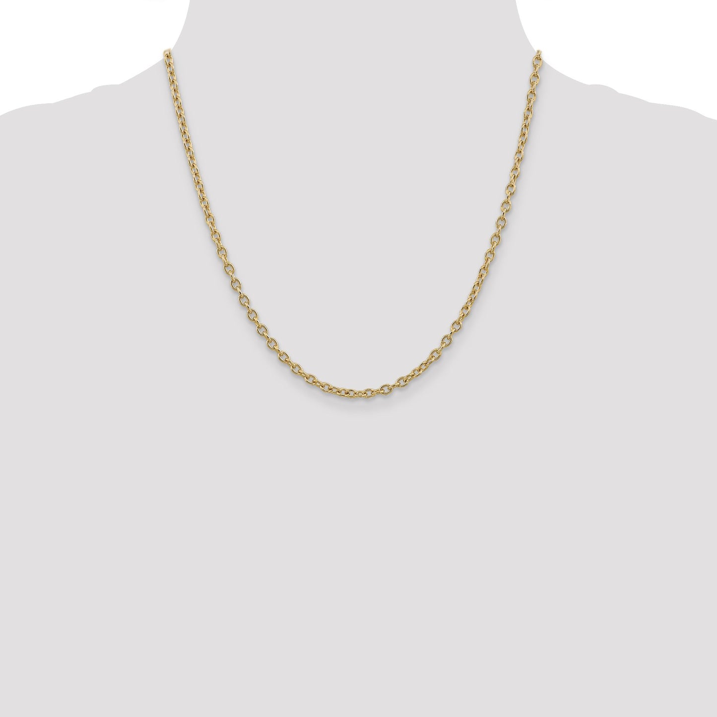 14K 20 inch 3.2mm Round Open Link Cable with Lobster Clasp Chain
