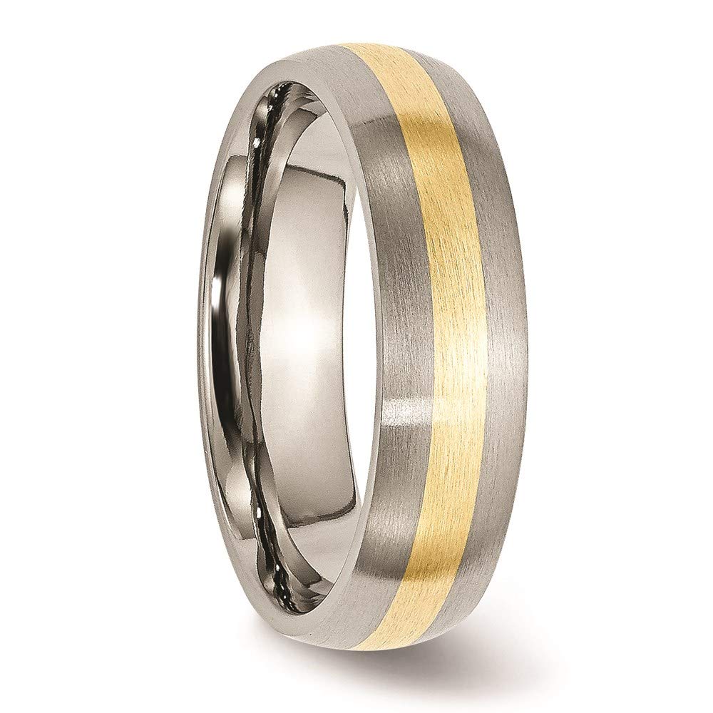 Titanium Brushed w/14k Yellow Inlay 6mm Band Size - 12.5