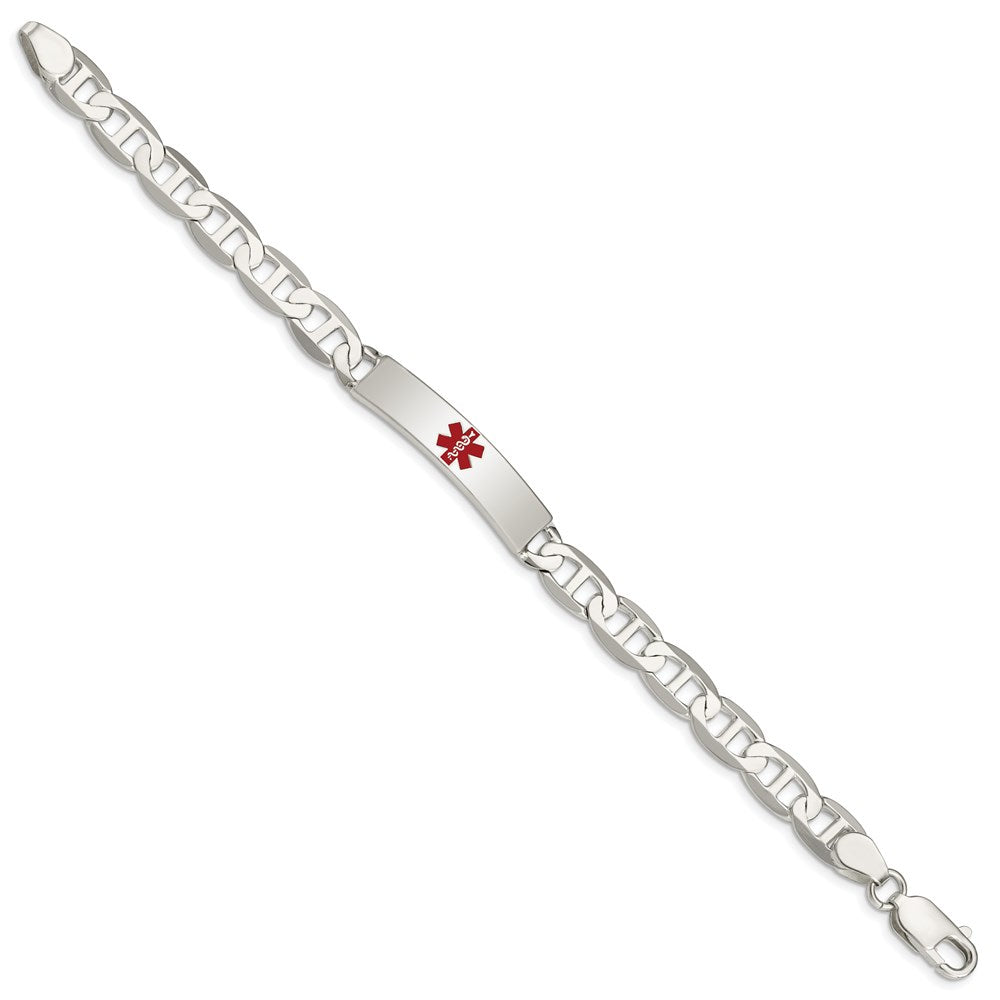 Sterling Silver Polished Medical Anchor Link ID Bracelet 7.5 inches
