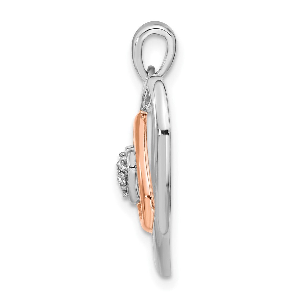 Sterling Silver and Rose-tone Diamond Heart Pendant