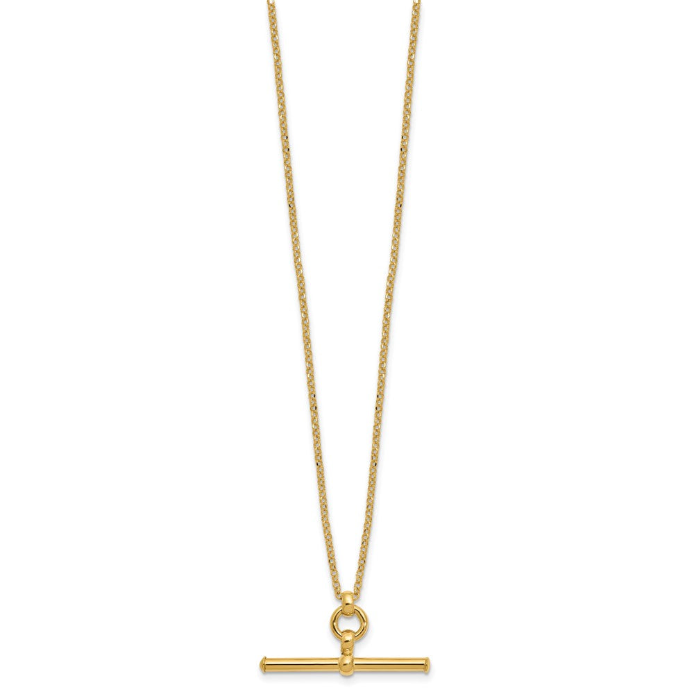 14K Polished Bar w/1.5in ext. Necklace