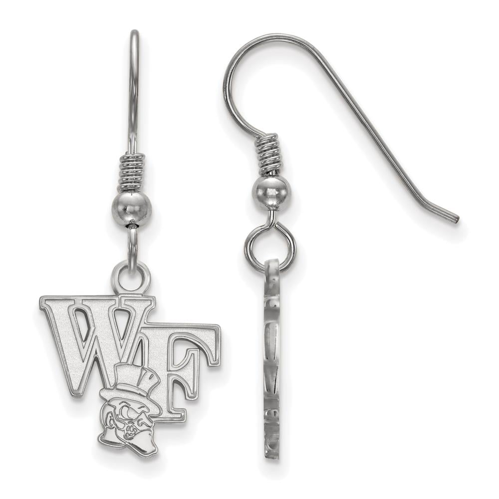 Sterling Silver LogoArt Official Licensed Collegiate Wake Forest University (WFU) Small Dangle Earrings