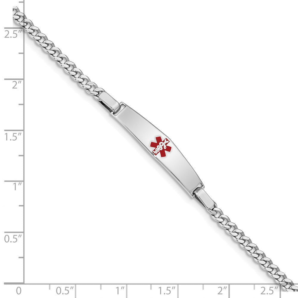 Sterling Silver Rhodium-plated Medical ID Curb Link Bracelet 7 inches