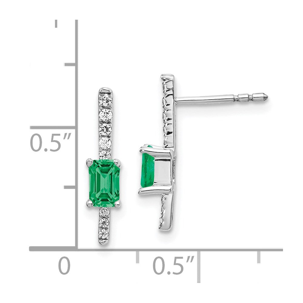 14k White Gold Diamond and Emerald Fancy Earrings