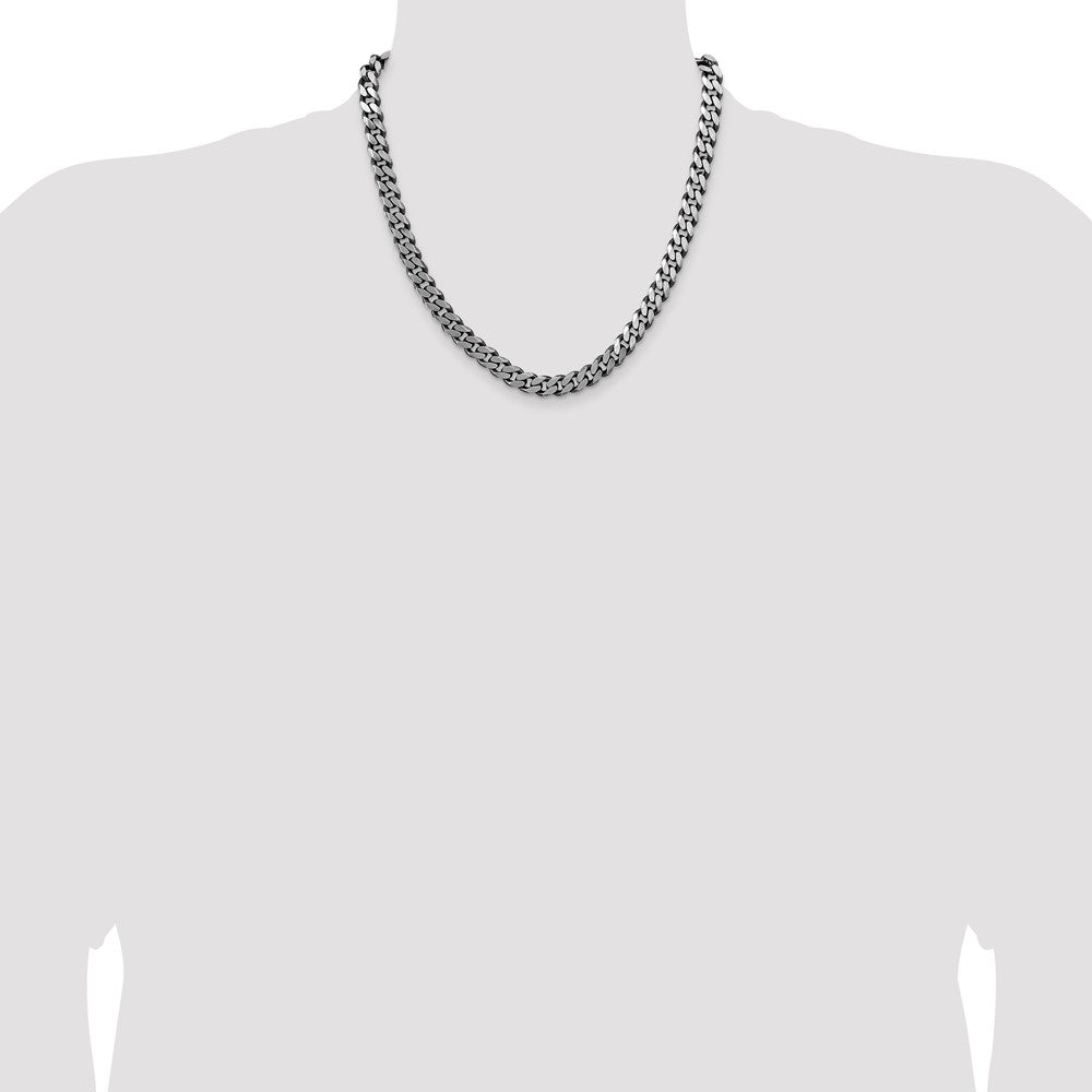 Sterling Silver Antiqued 8.3mm Curb Chain 20 Inches