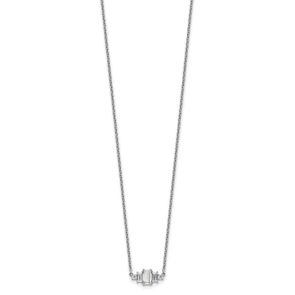 Cheryl M Sterling Silver Rhodium-plated Brilliant-cut and Emerald-cut Bar 18 Inch Necklace 18 Inches
