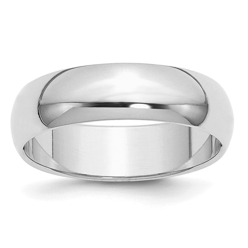 Sterling Silver Rhodium-plated 6mm Half Round Size 12.5 Band