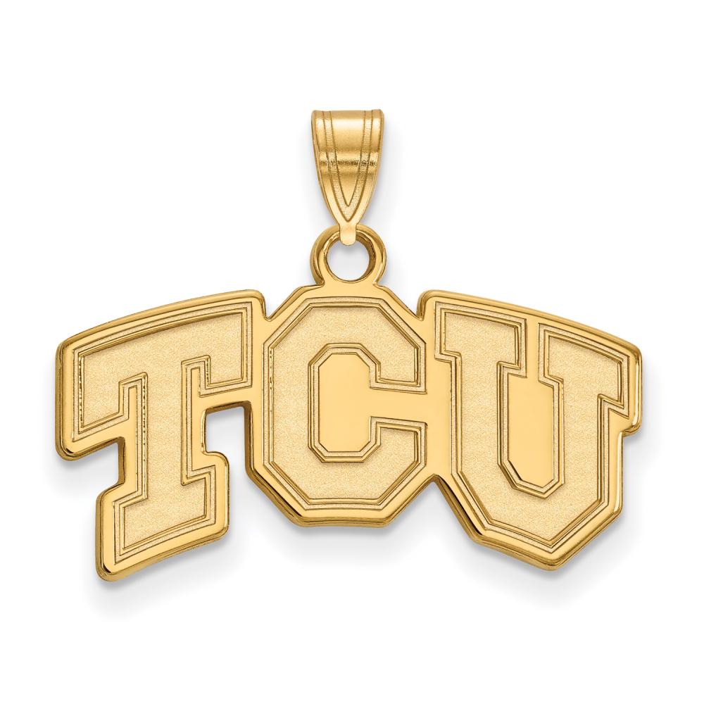 Beautiful Sterling Silver w/GP LogoArt Texas Christian University Small Pendant