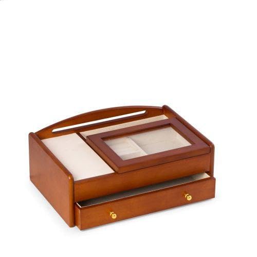 Bey-Berk International BB690BRW Cherry Wood Valet Box, Brown