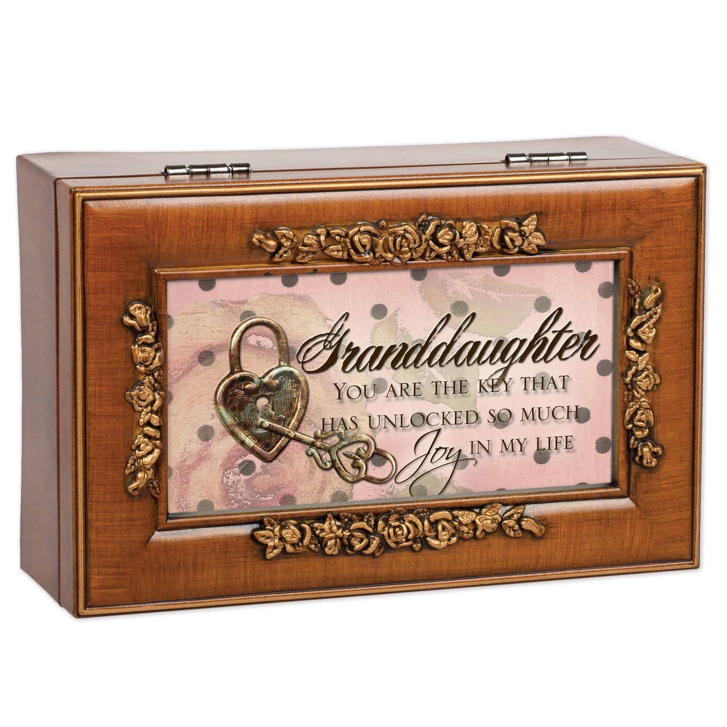 Woodgrain Petite Rose Granddaughter Music Box - Perfect Daughter Gift