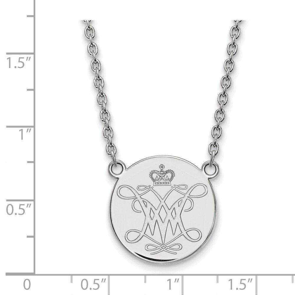 Sterling Silver LogoArt Official Licensed Collegiate 18in William And Mary Large Disc Pendant