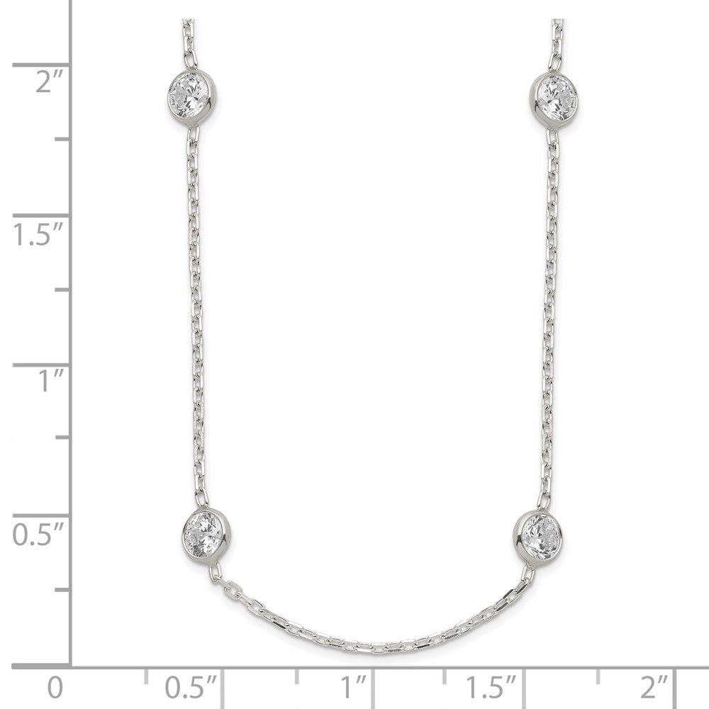 Sterling Silver 16 Inch w/2 in ext. 8-Station CZ Necklace 16 Inches